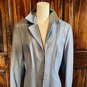 Elegant Lamb leather Light Blue Women's Jacket.  Made in Europe .